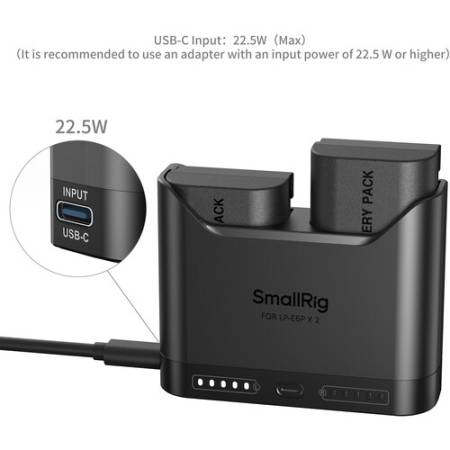 SmallRig 5485 - zestaw TURBO, dwukanałowa ładowarka, 2x akumulator Canon LP-E6P (USB-C PD 22.5W)